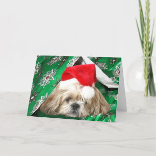 Vermoeide Kerstmis Shih Tzu Feestdagen Kaart