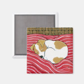 Vermoeide kleine pup - Sleeping Dog Art Magnet (Voorkant / Achterkant)