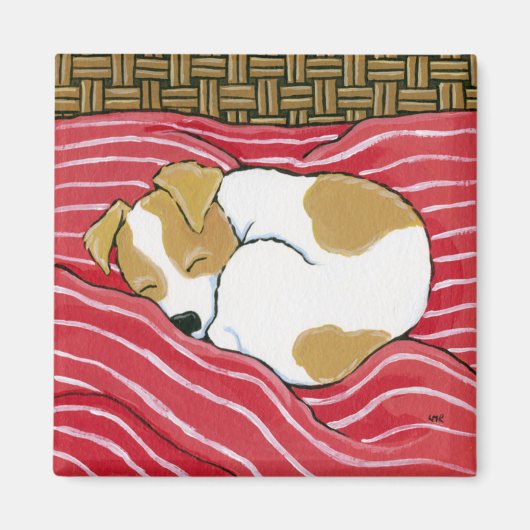 Vermoeide kleine pup - Sleeping Dog Art Magnet (Voorkant)
