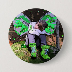 Vermoeide Lyme-ziekte Krijger met Engelenvleugels Ronde Button 7,6 Cm