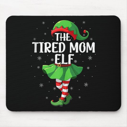 Vermoeide Moeder Elf Kerst Meisjes Vrouwen Elf Squ Muismat (Voorkant)