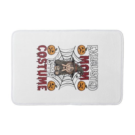Vermoeide Moeder Is Kostuum Halloween Heks Koffie  Badmat (Voorkant)