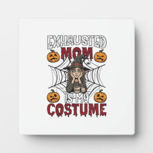 Vermoeide Moeder Is Kostuum Halloween Heks Koffie  Fotoplaat
