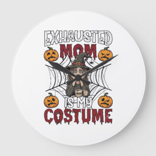 Vermoeide Moeder Is Kostuum Halloween Heks Koffie  Grote Klok