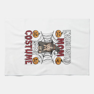 Vermoeide Moeder Is Kostuum Halloween Heks Koffie  Theedoek