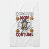 Vermoeide Moeder Is Kostuum Halloween Heks Koffie Theedoek (Verticaal)