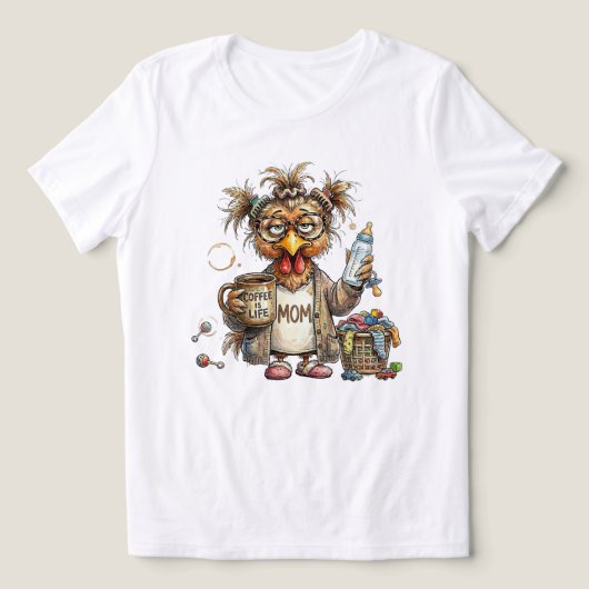Vermoeide Moeder Kip Grappig Wanordelijk Haar Koff Tri-Blend Shirt (Design voorkant)