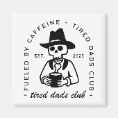 Vermoeide nieuwe papa club aangepaste datum grappi magneet (Voorkant)