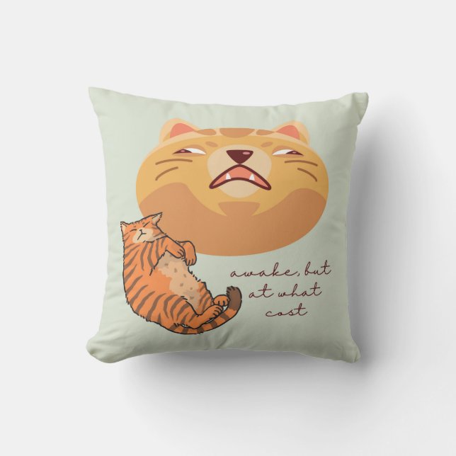 Vermoeide Oranje Kat Kussen (Voorkant)