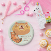 Vermoeide Oranje Kat Papieren Bordje (Feest)