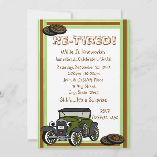 Vermoeide / Pensioen partij Kaart (Voorkant)