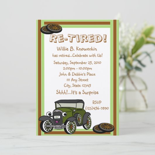 Vermoeide / Pensioen partij Kaart (Staand voorkant)