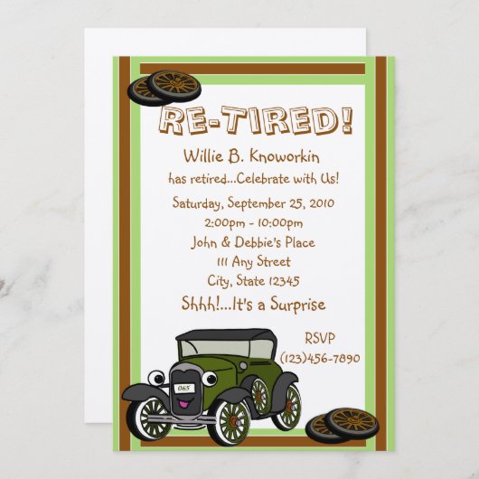 Vermoeide / Pensioen partij Kaart (Voorkant / Achterkant)