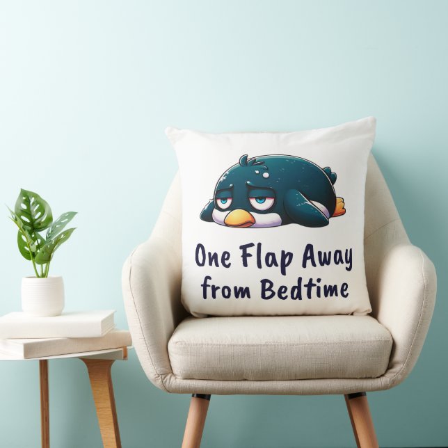 Vermoeide pinguïn verdrietig moe en ongemotiveerd kussen (Stoel)