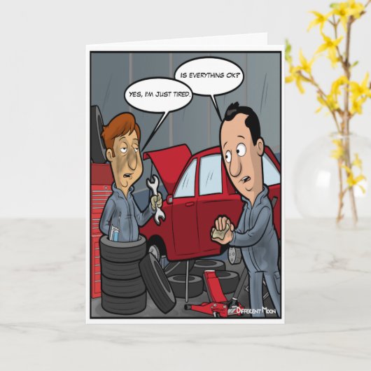 Vermoeide Punny Verjaardag Kaart (Gele Bloem)