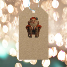 Vermoeide Santa 2 Kraft Gift Labels