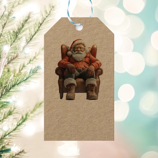 Vermoeide Santa Kraft Gift Label Cadeaulabel