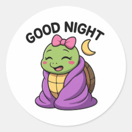 Vermoeide schildpad zegt Goedenacht Ronde Sticker