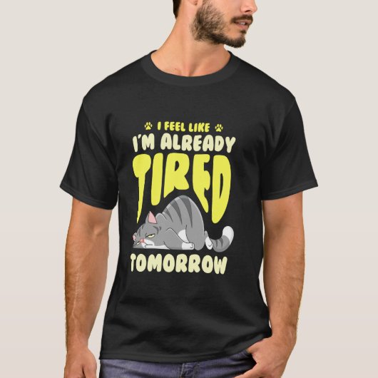 Vermoeide Slaperige Moe Kat T-shirt (Voorkant)