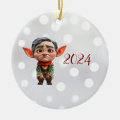 Vermoeide vader Kerst Elf Keramisch Ornament (Voorkant)