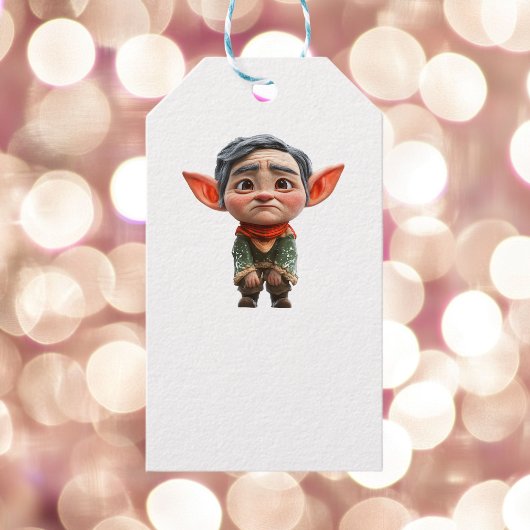 Vermoeide vader Kerst Elf Witte Gift Labels Cadeaulabel