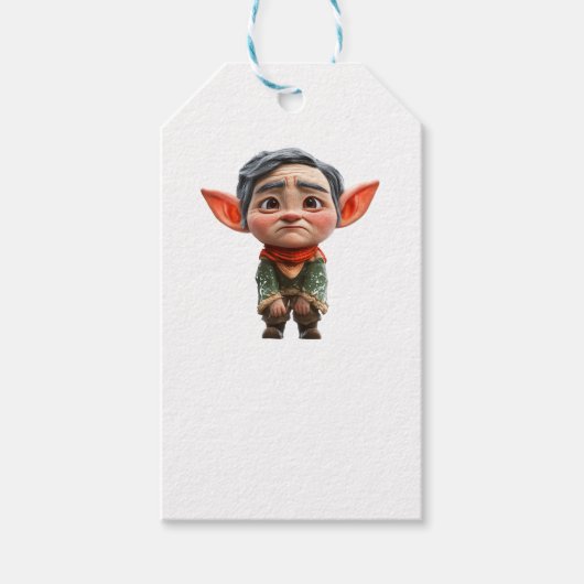 Vermoeide vader Kerst Elf Witte Gift Labels Cadeaulabel (Voorkant)