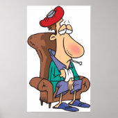 Vermoeide zieke man die in stoel zit poster (Voorkant)