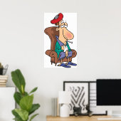Vermoeide zieke man die in stoel zit poster (Thuiskantoor)