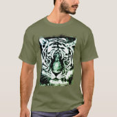 Vermoeidheid Groene Kleur Pop Kunst Tijger Moderne T-shirt (Voorkant)
