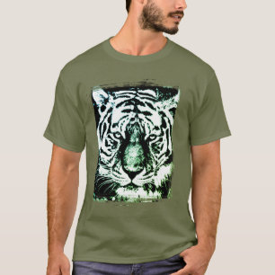 Vermoeidheid Groene Kleur Pop Kunst Tijger Moderne T-shirt