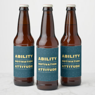 Vermogen, motivatie, houding en inspiratie bier etiket