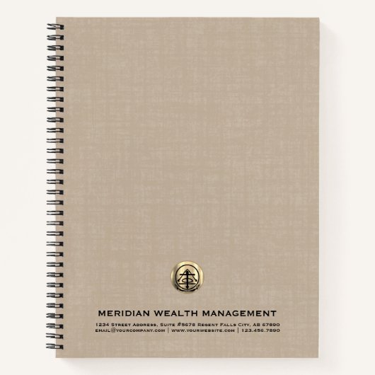 Vermogensbeheer Beige Linnen Print Notitieboek (Voorkant)