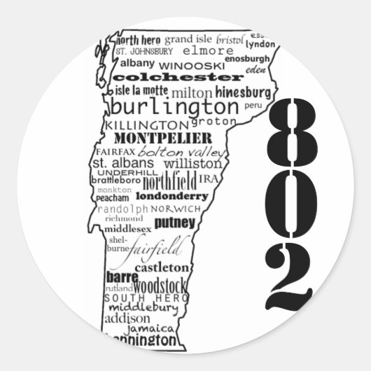 Vermont "802" stickers (Voorkant)