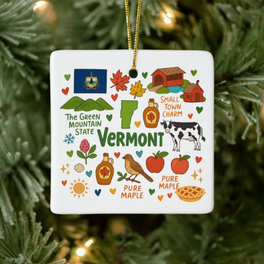Vermont Aangepaste Familie Reis Kerstmis Keramisch Ornament (Boom)