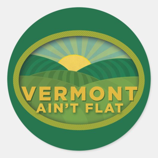 Vermont Ain't Flat Ronde Sticker (Voorkant)