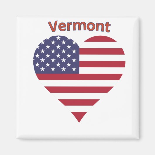 Vermont American Flag Heart Magneet (Voorkant)