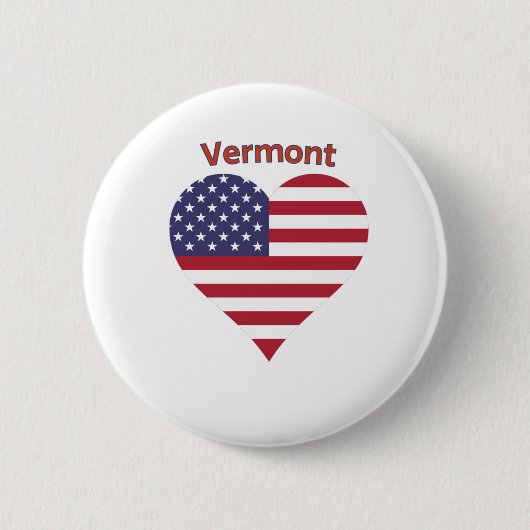Vermont American Flag Heart Ronde Button 5,7 Cm (Voorkant)