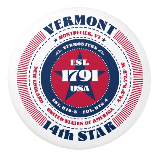 Vermont Amerikaanse staat rood wit blauw typografi Keramische Knop (Voorkant)