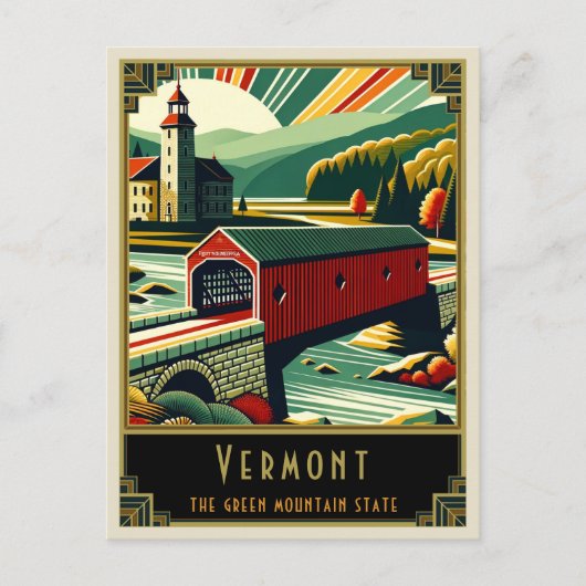 Vermont | Art. Deco Briefkaart (Voorkant)