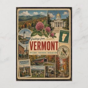 Vermont Authentieke Vintage Stijl Ansichtkaart Briefkaart
