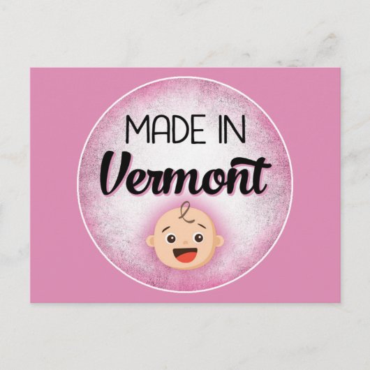 Vermont Baby Funny Pink New Girl Briefkaart (Voorkant)