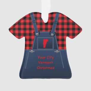 Vermont Bib Overalls Buffalo Plays Kerstmis Ornament