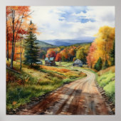 Vermont Boerderij Life Autumn Scenery Waterverf Ar Poster (Voorkant)