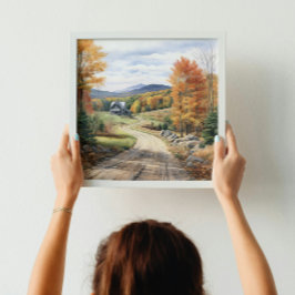 Vermont Boerderij Life Autumn Scenery Waterverf Ar Poster