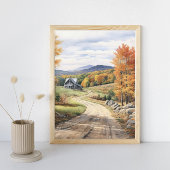 Vermont Boerderij Life Autumn Scenery Waterverf Ar Poster