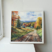 Vermont Boerderij Life Autumn Scenery Waterverf Ar Poster