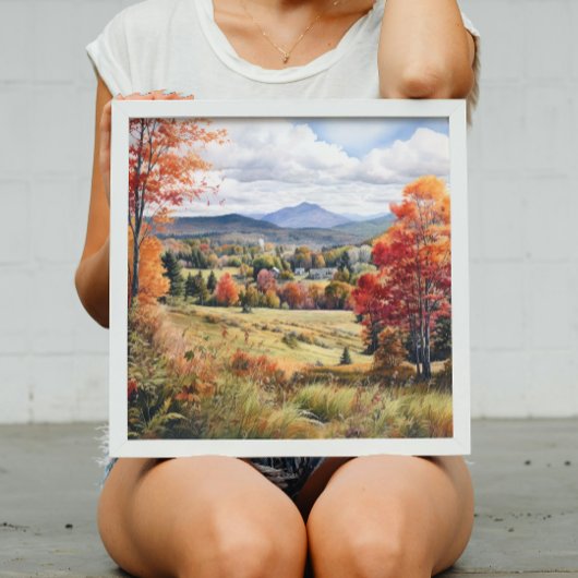 Vermont Boerderij Life Autumn Scenery Waterverf Ar Poster