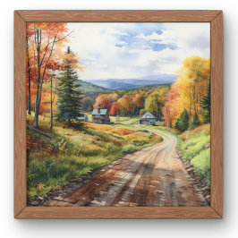 Vermont Boerderij Life Autumn Scenery Waterverf Ar Poster