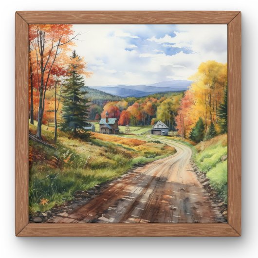 Vermont Boerderij Life Autumn Scenery Waterverf Ar Poster