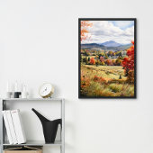 Vermont Boerderij Life Autumn Scenery Waterverf Ar Poster